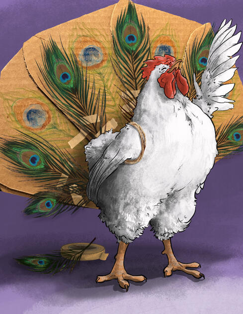 If Humility is so Important, Why are Leaders so Arrogant? (HBR article), based on the deadly sin of pride, digital, photo collage, published in the 2024 Applied Arts Annual, Conceptual Illustration (Student)