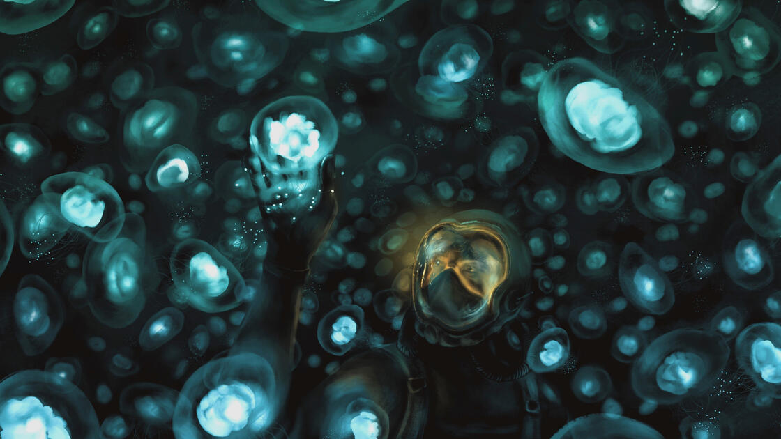 Depths, 2024, exhibited in the Brookfield Properties Downtown Digital Exhibition (CALGARY) for January 2025